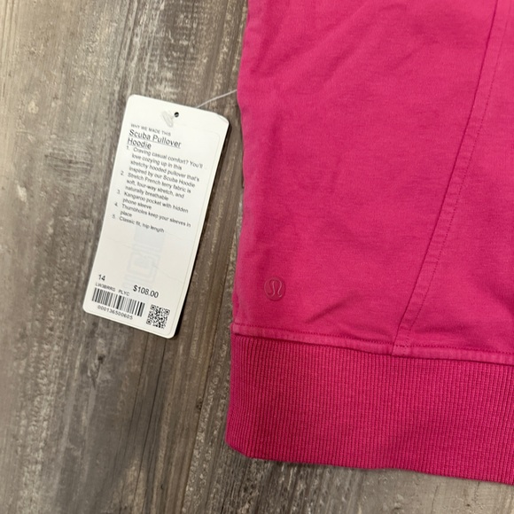 NEW with tags Lululemon Scuba Pullover Hoodie Pink Lychee Sz 14 - Picture 6 of 12